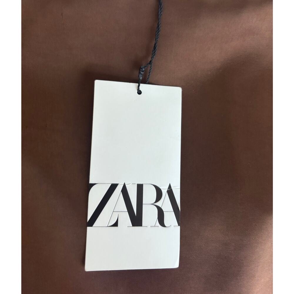 Zara Skirt Satin Midi Pencil High Waist Back Slit Brown XS NWT - Picture 10 of 14